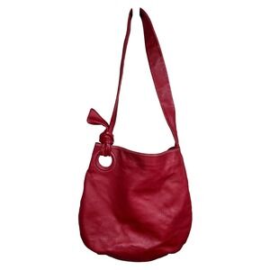 Lupo Barcelona Hobo Bag Purse Large Red Leather Knot Strap Shoulder Handbag